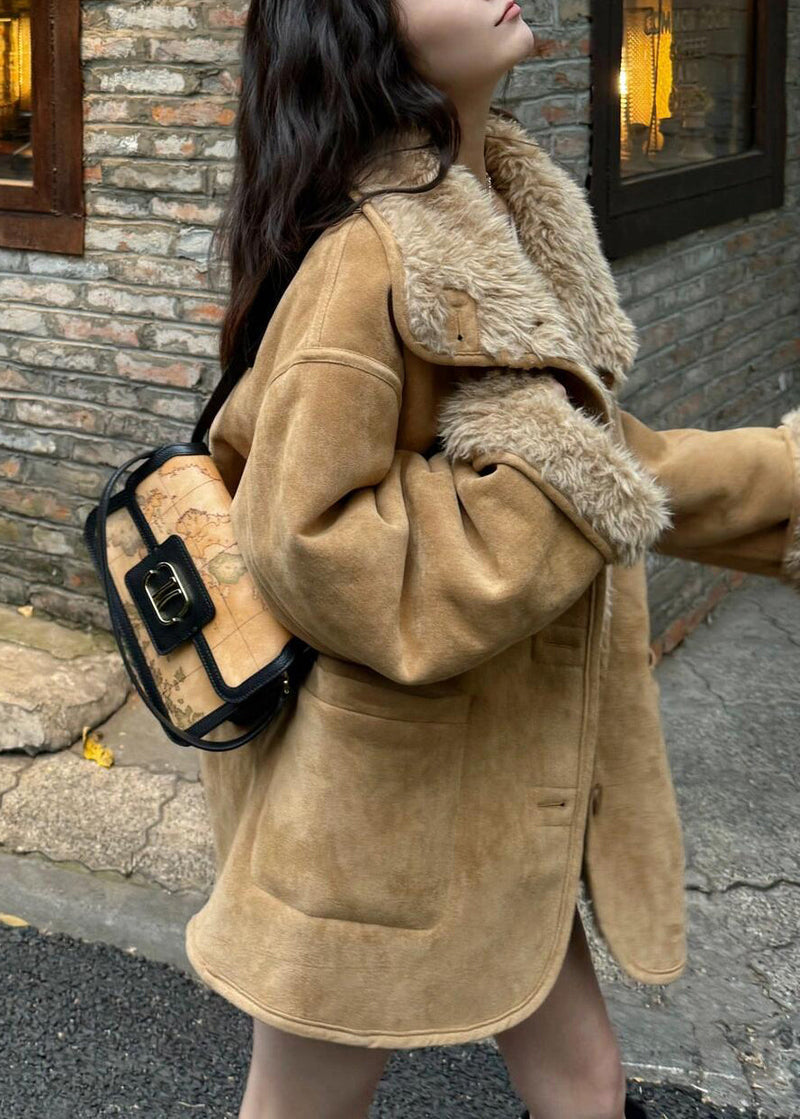 Khaki Wear on Both Sides Fleece Wool Lined Trench Winter
