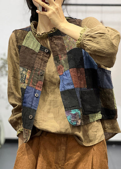 Autumn New Style Irregular Splicing Printed Vest