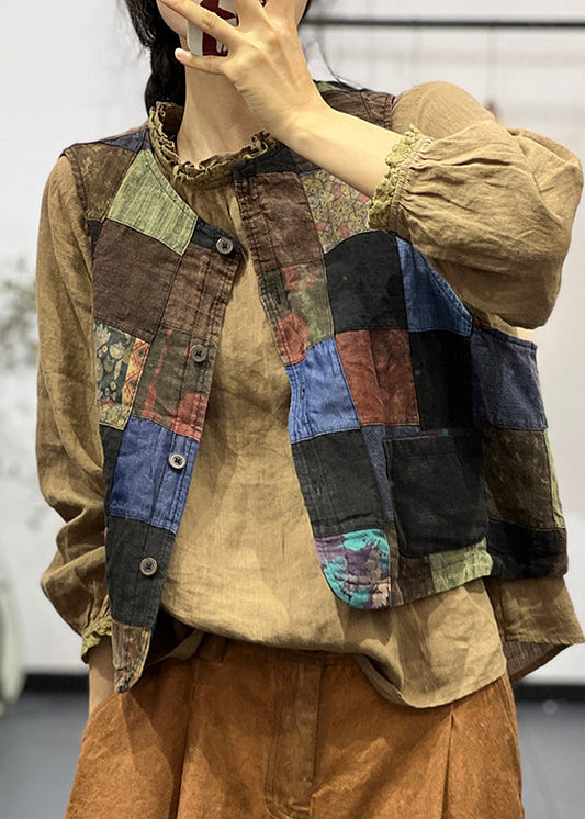 Autumn New Style Irregular Splicing Printed Vest