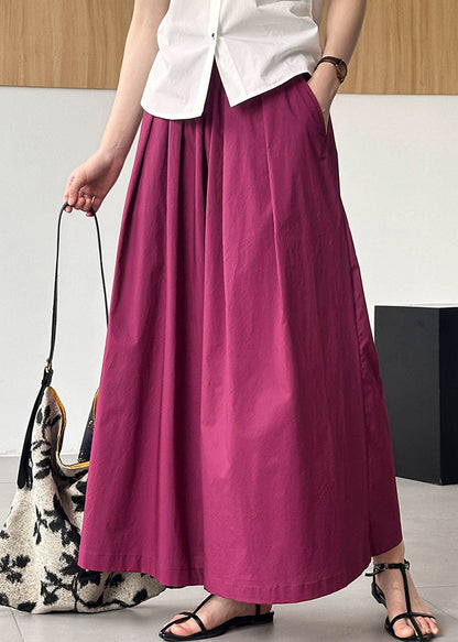 Rose Loose Cotton Wide Leg Pants Elastic Waist