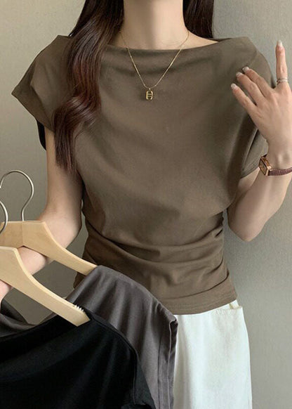 Black Batwing Sleeve Slash Neck Yoga Tops