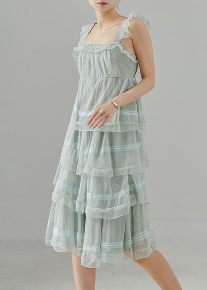 Light Blue Patchwork Tulle Summer Dress