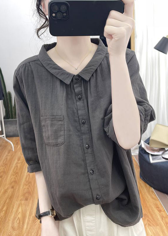 White Button Cotton Shirts Bracelet Sleeve