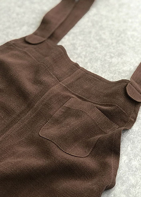 Chocolate Linen Jumpsuit Cotton Overall