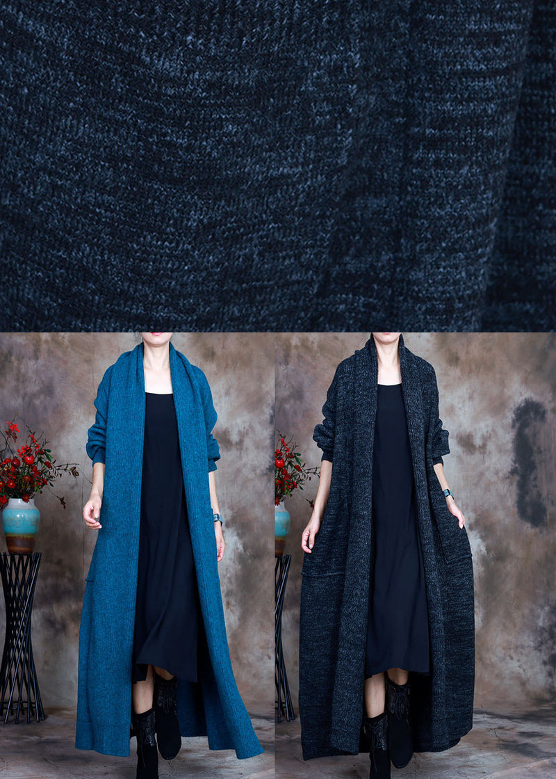 Navy V Neck Fall Knit Loose Cardigans Sweaters