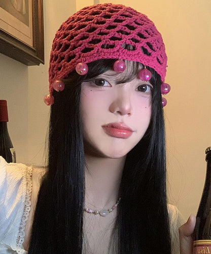 Handmade Rose Hollow Out Bead Knit Boonie Hat