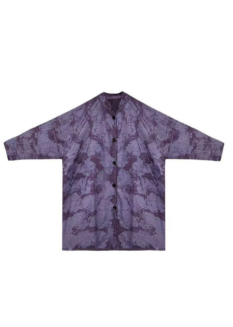 Purple Pockets Tie Dye Fine Cotton Filled Coat Winter
