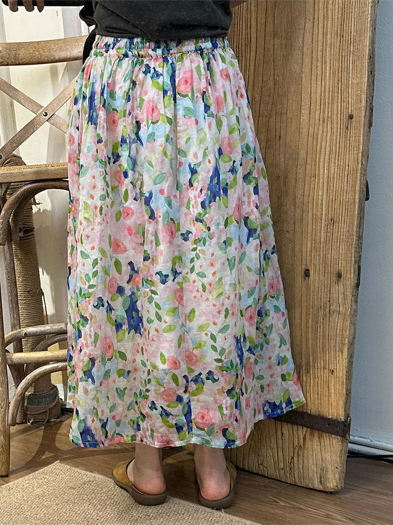 Summer Artsy Dual-layer Ramie Skirt