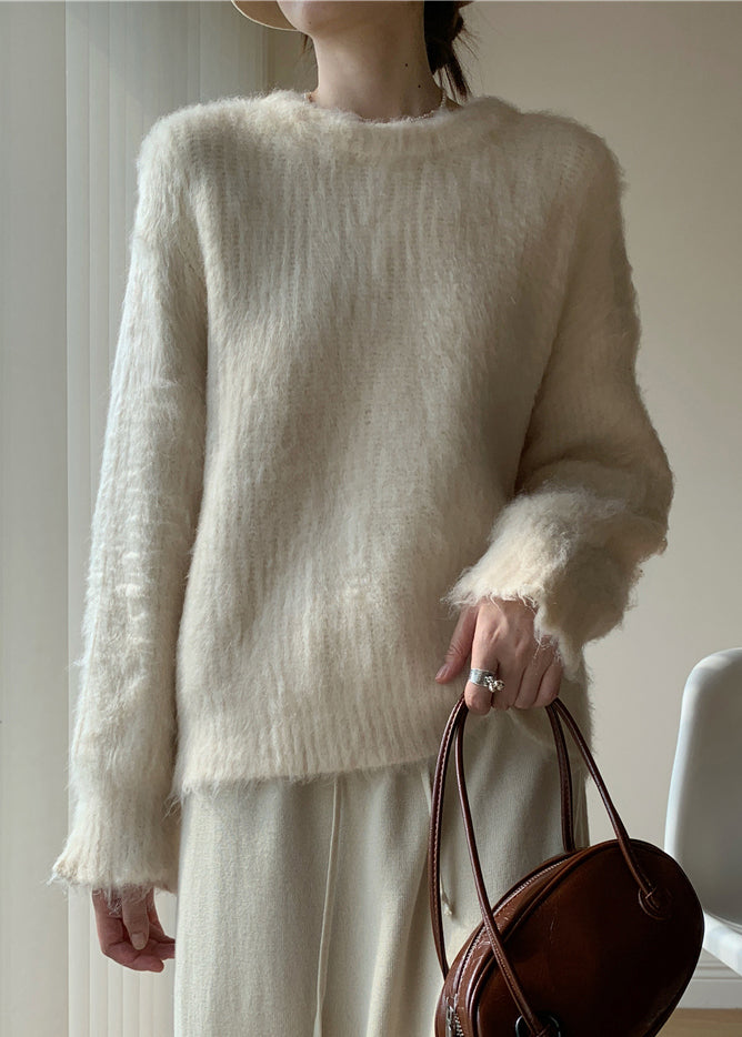 Grey Cozy Warm Knit Winter Sweaters O-neck