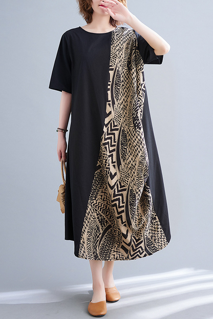 Summer Stitching Print Dress Long Beach Dress