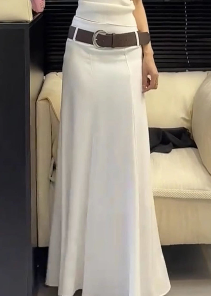 Slim Fit White High Waist Cotton Skirts Summer