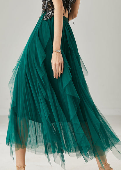 Peacock Green Ruffled Tulle Holiday Skirts Summer