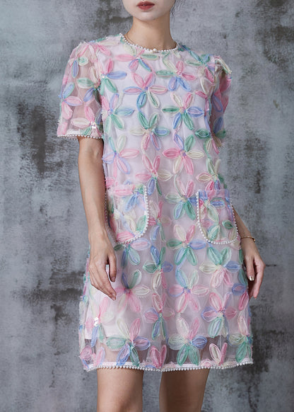 Rainbow Puff Sleeve Tulle Tea Dress Summer
