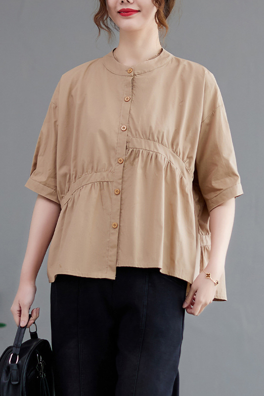 -stylish Patchwork Cardigan Loose Asymmetric Pleated Tops