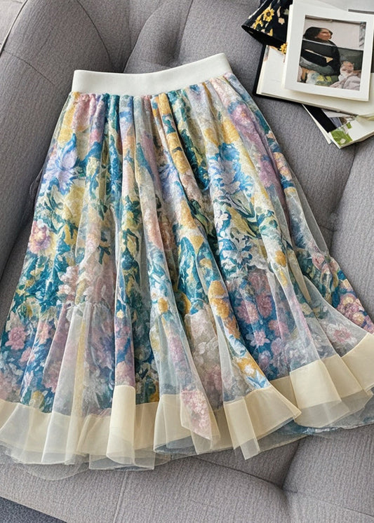 Print Exra Large Hem Tulle Skirt Summer