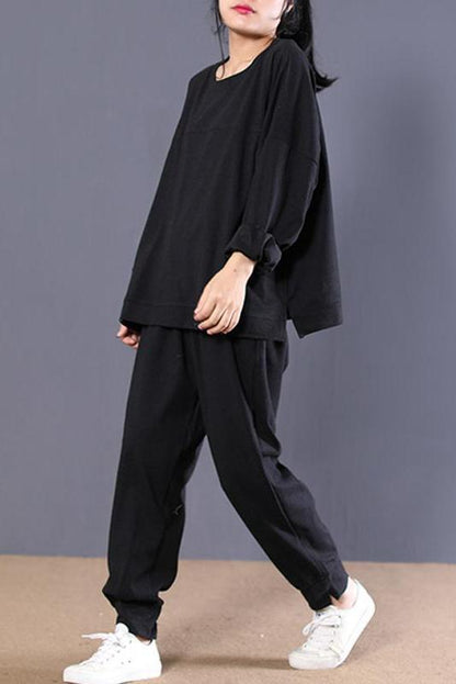 Limited Stock- Autumn Cotton Black Blouse and Pants