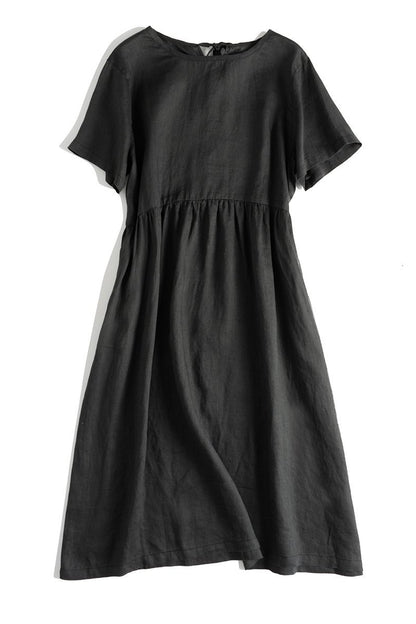 Loose Pure Color Linen Maxi Dresses Summer Outfits
