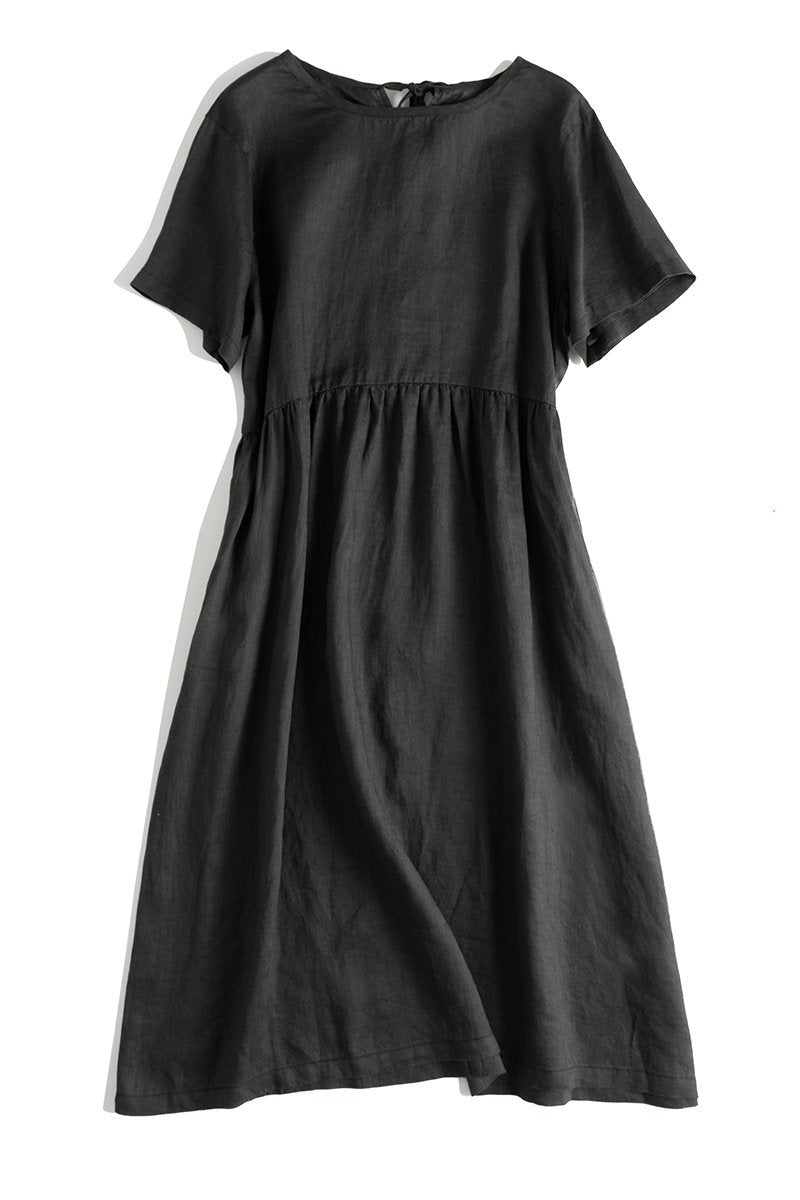 Loose Pure Color Linen Maxi Dresses Summer Outfits