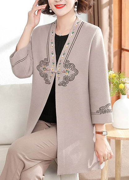 Red V Neck Print Cotton Knit Cardigan Spring