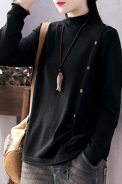 Retro Half High Neck Bottoming Shirt Loose Color Sweater