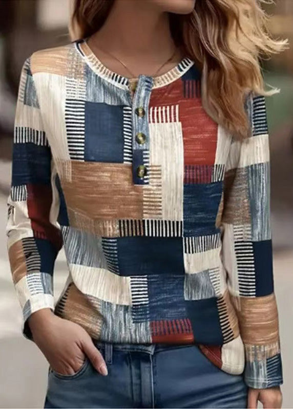 New Printed Cotton T-shirt Long Sleeves