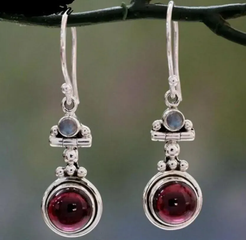 Dangling Red Crystal Earrings