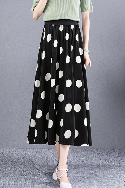 Summer Polka Dot Print A-line Skirt High Waist Skirt