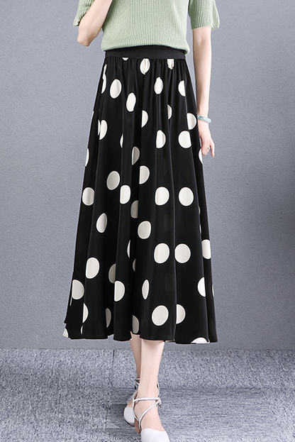 Summer Polka Dot Print A-line Skirt High Waist Skirt