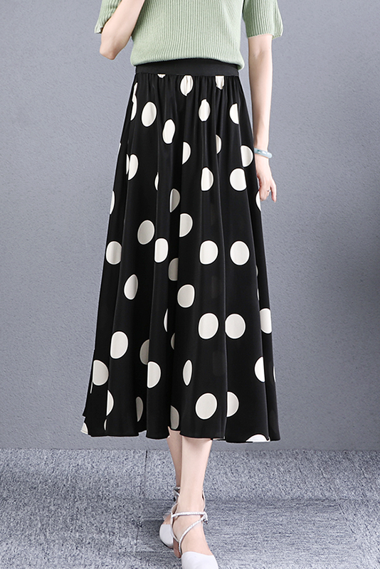 Summer Polka Dot Print A-line Skirt High Waist Skirt