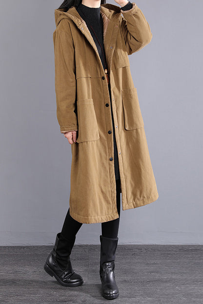 Hooded Cotton Coat Stitching Loose Cotton Coat