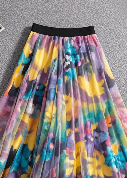 Rainbow Print Exra Large Hem Tulle Skirts Summer