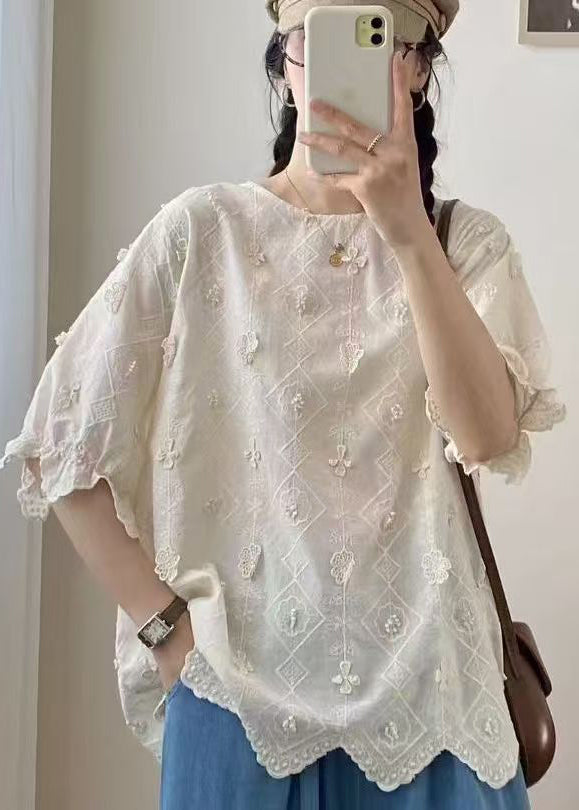 Apricot Oversized Jacquard Cotton Top Summer