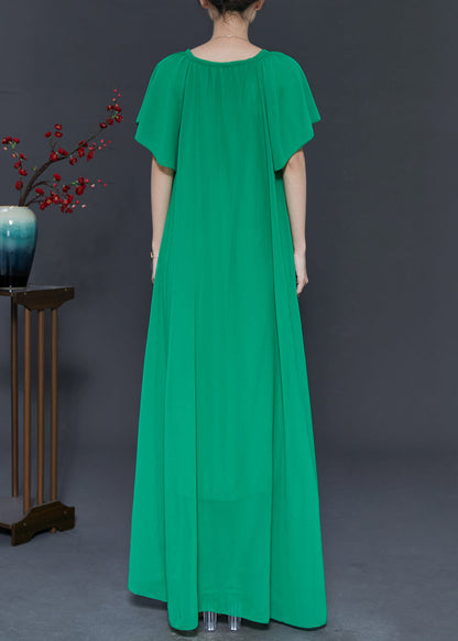 Grass Green Chiffon a Line Dresses Tie Waist Summer