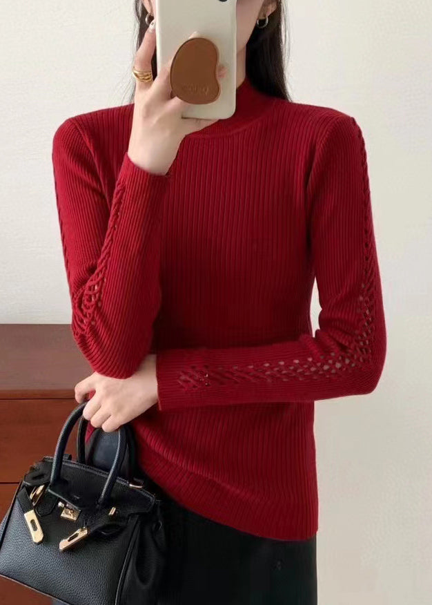 Yellow Hollow Out Knit Sweater Fall