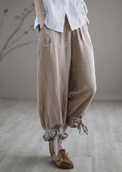 Diy Purple Embroidered Summer Harem Linen Pants
