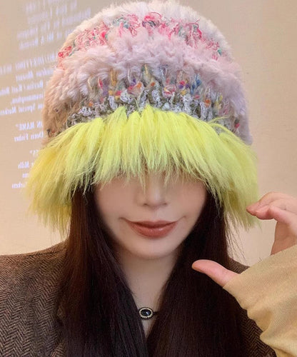 Autumn and Winter Korean Handmade Edition Yellow Knit Bucket Hat