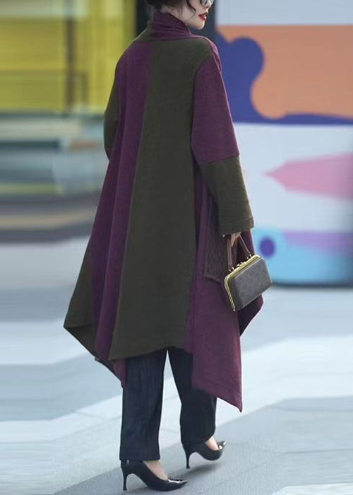 Colorblock V Neck Low High Design Knit Long Cardigans Winter