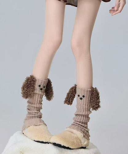 Cartoon Coffee Fuzzy Fur Knit Sock Covers