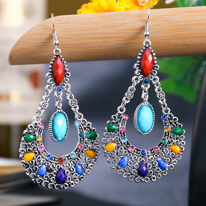 Dangling Mandala Stone Earrings