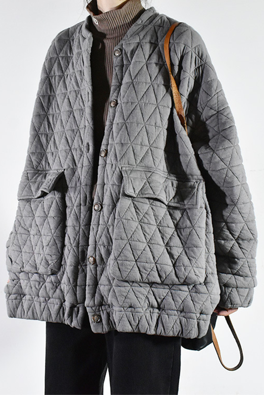 Winter Retro Rhombus Plaid Cotton Coat