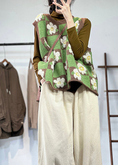 Green Oversized Knit Vests Winter