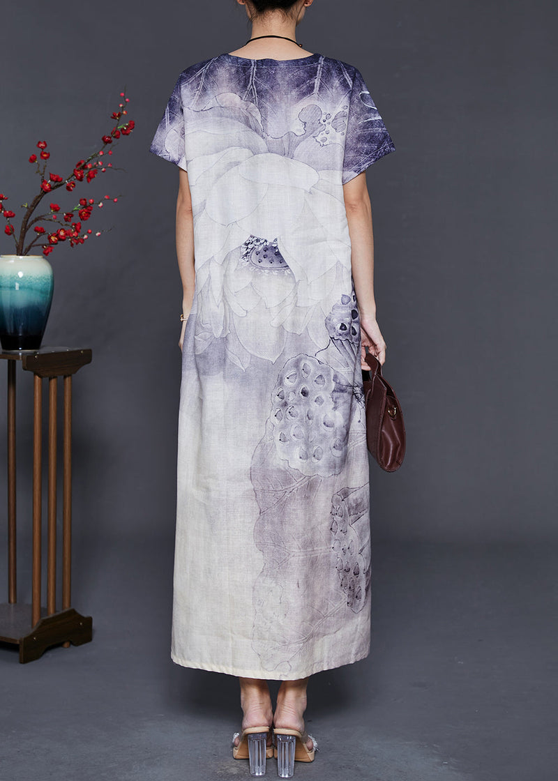 Purple Tie Dye Cotton Long Dress Summer