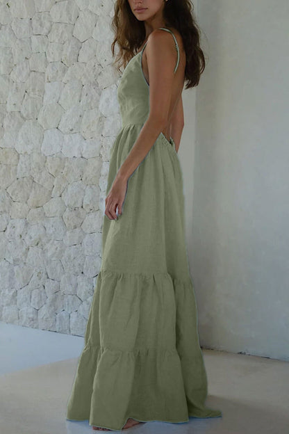 Tie-back Tiered Cotton Cami Dress