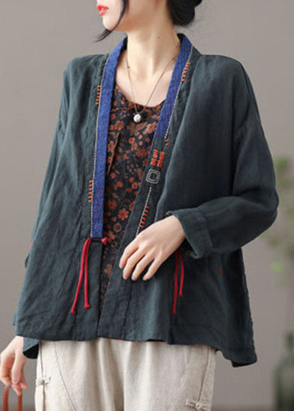 Mulberry Embroidered Patchwork Loose Coat Spring