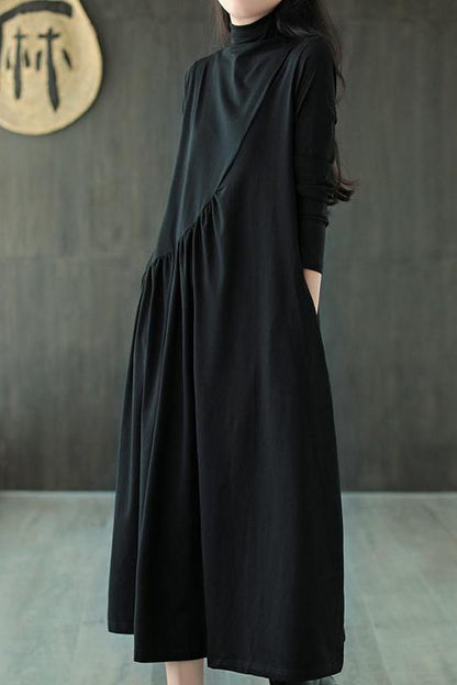Limited Stock- Draped High Neckline Dress