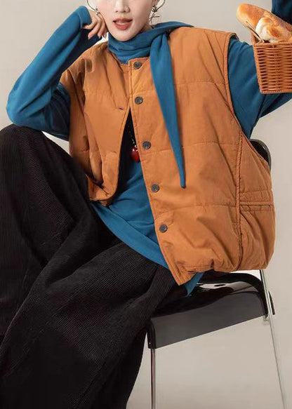 Orange Oversized Thick Fine Cotton Filled Vests Winter