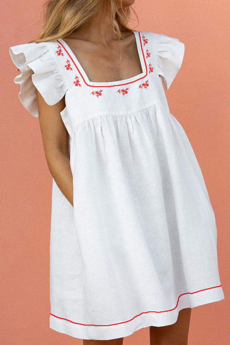 Print Patchwork Square Collar Princess Dresses