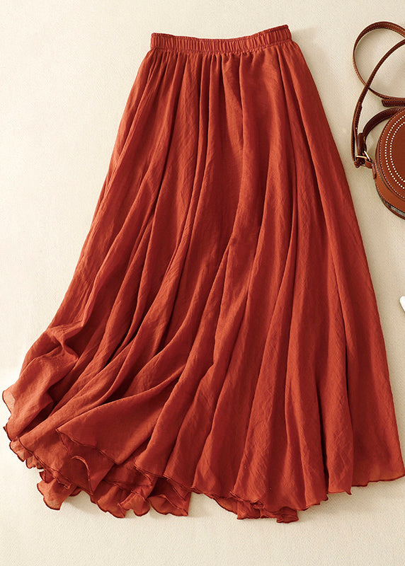 Khaki Exra Large Hem Linen Skirts Spring