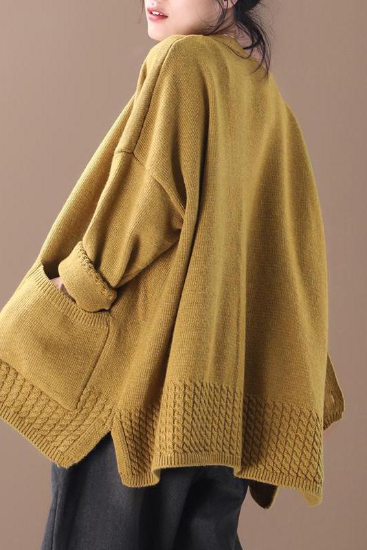 Knitted V-neck Cotton Cardigan Sweater Coat