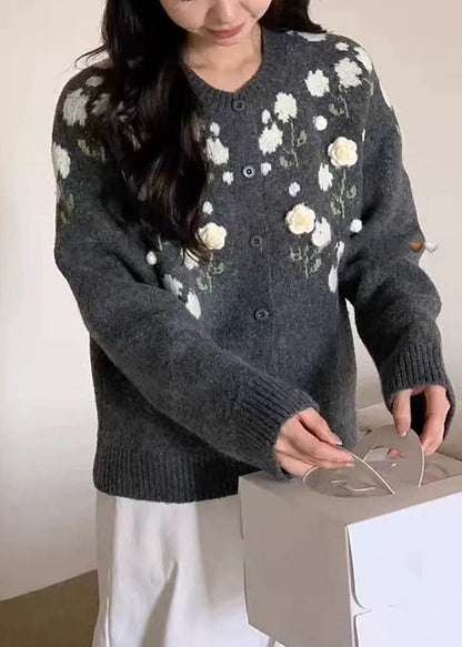 Handmade Grey Oversized Knit Coats Winter